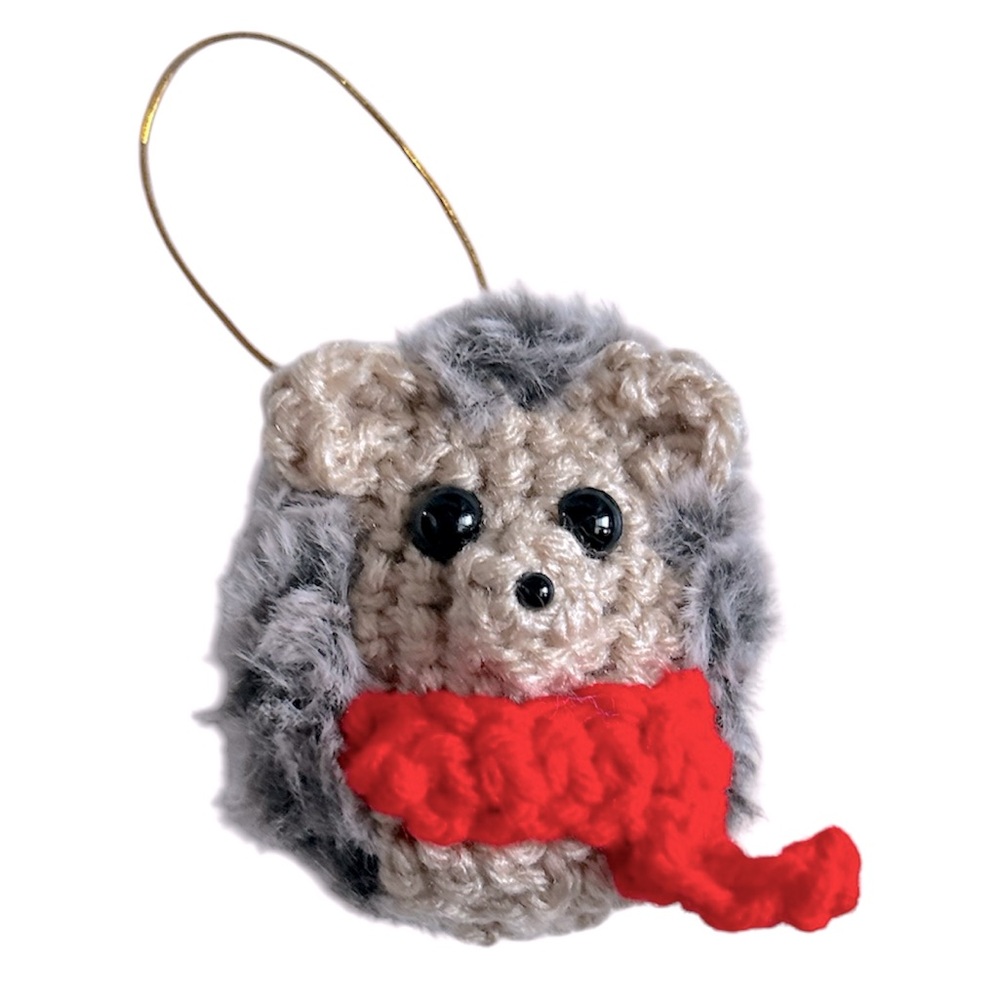 HAND CRAFTED Crochet Colorful Amigurumi Soft Furry Hedgehog Christmas Ornament